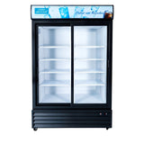 Hakka Brothers 42.4 Cu. Ft / 1200L Commercial Double Sliding Glass Door Merchandiser with Lightbox, 8 Adjustable Shelves & LED Lighting