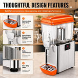Hakka Brothers 12L Commercial Refrigerated Beverage Dispenser, Single Bowl Juice Dispenser for Cold Drinks