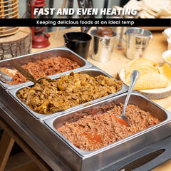 EasyRose Commercial Food Warmer 2-Pan Steam Table Food Warmer with Temperature Control & Lids, Electric Warming Trays for Food or Sauces-120V, 1200W, 10.6 QT/Pan