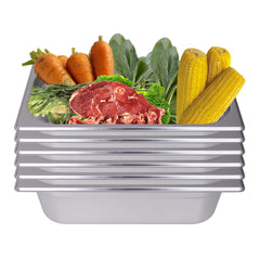 Clivia 6-Pack Hotel Pans Steam Table Pan 1/3 Size Hotel Pan 4" Deep Stainless Steel Pan for Party, Restaurant, Hotel