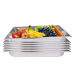 Clivia Full Size Hotel Pans 6Pack 1/1 Size 2.5inch Deep Stainless Steel Steam Table Pans