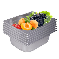 Clivia 1/2 Size 6-Pack Hotel Pans Half Size Steam Table Pan 4" Deep Commercial Hotel Pan Stainless Steel Pan for Party, Restaurant, Hotel