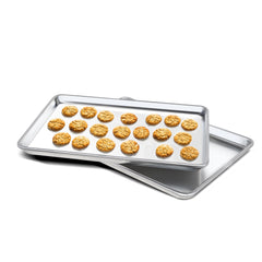 Clivia Commercial Baking Pan,Aluminum Baking Sheet,Cookie Sheets for Baking,Warp ResistantNon Stick Bread Baking Tray Set(18"x26"X2PCS)