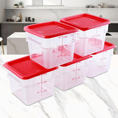 Clivia 6 Qt Commercial Grade Square Food Storage Containers with Lids,Polycarbonate,Clear - Case of 5