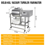 EasyRose 45L/90lb Commercial Vacuum Meat Tumbler Marinator, 240W Stainless Steel Meat Marinating Machine