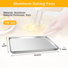 Clivia Commercial Baking Sheet,Aluminum Baking Pans Set,Cookie Sheets for Baking,Warp ResistantNon Stick Bread Baking Tray (13"x9"X2PCS)