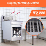 EasyRose Commercial Nature Gas Deep Fryer 5 Burner 68-80lb 150000 BTU，CSA / ETL Certified