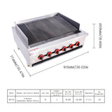 EASYROSE 36" Gas Radiant Charbroiler Grill Countertop Gas with 6 Burner 120,000 BTU, ETL Certified