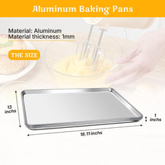 Clivia Aluminum Baking Sheet,Commercial Baking Pans Set,Cookie Sheets for Baking,Warp ResistantNon Stick Bread Baking Tray (13"x18"X2PCS)