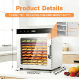 Hakka Food Dehydrator 10 Tray for Meat Fruit Jerky Dryer Blower Machine 800W