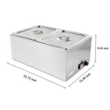 EasyRose 2-Pan Countertop Electric Food Warmer with Lids, 1200W Stainless Steel Buffet Bain Marie
