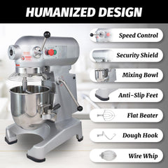 Hakka 10Qt Dough Stand Mixer 3 Speed, 4 Function Stainless Steel Food Mixer, ETL certified (grinder head not included)