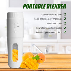 Hakka Portable Blender 3 in 1 Personal Blender, 12oz Fresh Juice Mini Blender for Shakes and Smoothies with USB Type-C Rechargeable, White