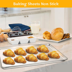 Clivia Commercial Baking Sheet,Aluminum Baking Pans Set,Cookie Sheets for Baking,Warp ResistantNon Stick Bread Baking Tray (13"x9"X2PCS)