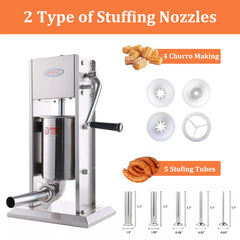 Hakka Stainless Steel Vertical Sausage Maker,2 in 1 Sausage Stuffer/Spanish Churro Maker