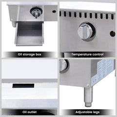 EasyRose Heavy Duty Commercial 24" Countertop Gas Thermostat Griddles