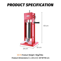 Hakka 11 Lb/5 L Spray-painted Vertical  Sausage Stuffer(Official Refurbishment)