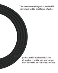 10 Feet Professional Guitar Instrument Cable with Noble Black Tweed Coat Straight 1/4 Inch TS to Straight 1/4 Inch TS