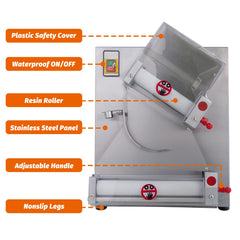 Hakka Electric Dough Sheeter Machine 370W Max 12" Pizza Dough Roller Sheeter, Automatic Commercial Pizza Dough Press Machine, Noodle Bread Pasta Maker