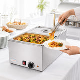 EasyRose 2-Pan Countertop Electric Food Warmer with Lids, 1200W Stainless Steel Buffet Bain Marie