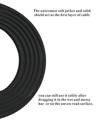 20 Feet Professional Guitar Instrument Cable with Noble Black Tweed Coat Straight 1/4 Inch TS to Straight 1/4 Inch TS