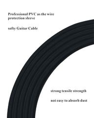 20 Feet Professional Guitar Instrument Cable with Black PVC Jacket Straight 1/4" TS to Straight 1/4" TS for Electric Guitar