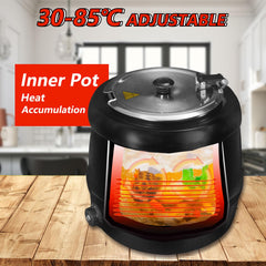 Hakka Soup Warmer Commercial, 10L Electric Soup Kettle With Hinged Lid Detachable Stainless Steel Insert Pot Temperature Adjustable 30-85℃ Catering Food Warmer for Restaurant, Buffet(UK)