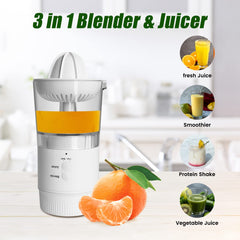 Hakka Portable Blender 3 in 1 Personal Blender, 12oz Fresh Juice Mini Blender for Shakes and Smoothies with USB Type-C Rechargeable, White