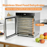 Hakka Food Dehydrator 10 Tray for Meat Fruit Jerky Dryer Blower Machine 800W