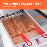 EasyRose Commercial Nature Gas Deep Fryer 5 Burner 68-80lb 150000 BTU，CSA / ETL Certified