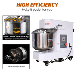 Hakka Commercial Dough Mixer, 5 Qt Spiral Mixer Food Mixer Machine with Food-grade Stainless Steel Bowl, Security Shield & Timer