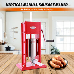 Hakka Sausage Stuffer 7 Lb/3 L Two Fill Rate Spray-painted Steel Vertical 7 Lb Sausage Maker(CV-3)