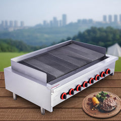 EASYROSE 48" Radiant Gas Charbroiler Countertop Gas Grill with 8 Burner 160,000 BTU