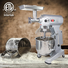 Hakka 20Qt Dough Stand Mixer 3 Speed, 4 Function Stainless Steel Food Mixer, ETL certified (grinder head included)