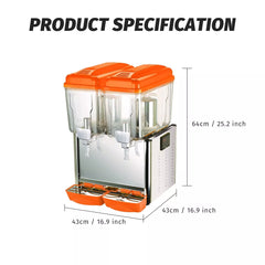 Hakka Commercial 2x12 Liter Bowl Refrigerated Beverage Dispenser and Juice Dispenser