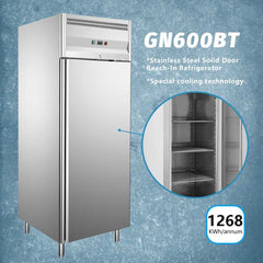 530L Single Door Upright Freezer Commercial Refrigerator Temp : -18 ~-22℃