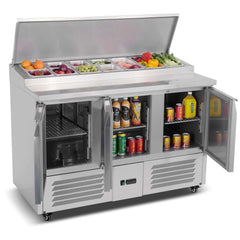 Carina Refrigerated Salad Workbench Stainless Steel Pizza and Salad Preparation Counter Commercial Display Case (PS300)