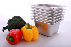 Cliva 1/6 Size Stainless Steel Food Pans,4"Deep Gastronorm Containers- Pack of 6