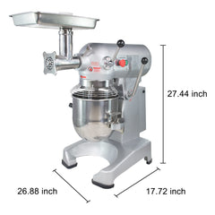 Hakka 10Qt Dough Stand Mixer 3 Speed, 4 Function Stainless Steel Food Mixer, ETL certified (grinder head  included)