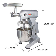 Hakka 20Qt Dough Stand Mixer 3 Speed, 4 Function Stainless Steel Food Mixer, ETL certified (grinder head included)