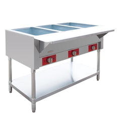 EasyRose Steam Table Food Warmer Buffet 3 Pans Steamer 1500W Restaurant Bain Marie