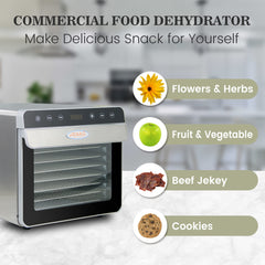 Hakka Food Dehydrator, 8 trays Food Dehydrator Machine for Jerky/Vegetables/Fruits/Meat/Dog Treats/Herbs, Stainless Steel, 700W