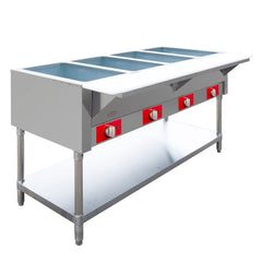 EasyRose Steam Table Food Warmer Buffet 4 Pans Steamer 2000W Restaurant Bain Marie