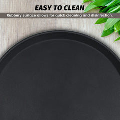 Hakka 6 Pack Restaurant Grade Non-Slip Tray, Fiberglass Serving Trays, Round, 14-inch, Plastic, Black