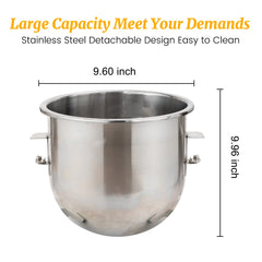 Hakka 10Qt Dough Stand Mixer 3 Speed, 4 Function Stainless Steel Food Mixer, ETL certified (grinder head not included)