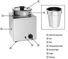 EasyRose 6.5L 2 Pans Bain Marie Food Warmer Soup Buffet Countertop Steamer Pot - 110V, 400W