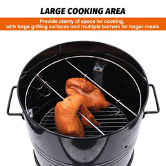 Hakka Vertical Charcoal Smoker, Multi-Function 14-Inch Barbecue and Charcoal Smoker Grill Heavy Duty Round BBQ Grill for Outdoor Cooking Camping